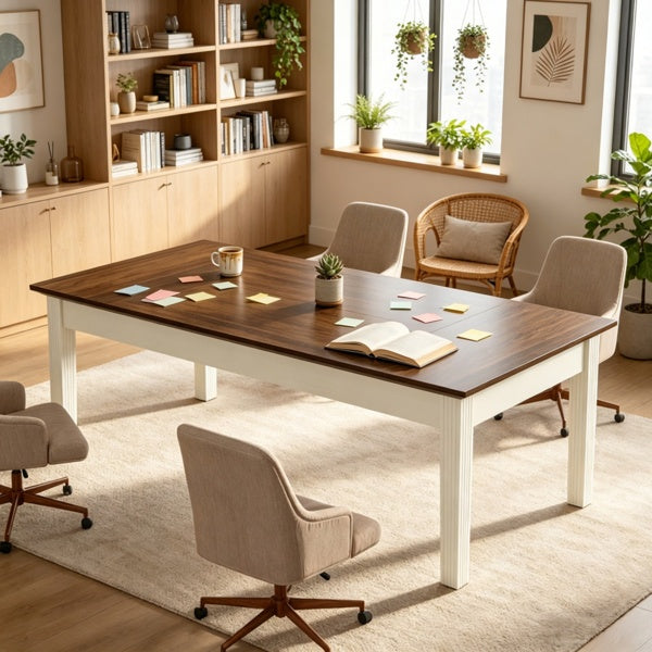 Sturdy MDF home office desk, natural wood