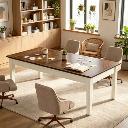 Sturdy MDF home office desk, natural wood