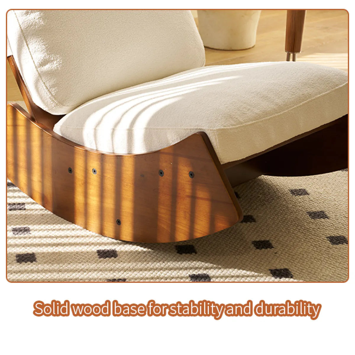 Comfortable Glider Rocking Chair – Corduroy Upholstery, Solid Wood Frame, White – view 8