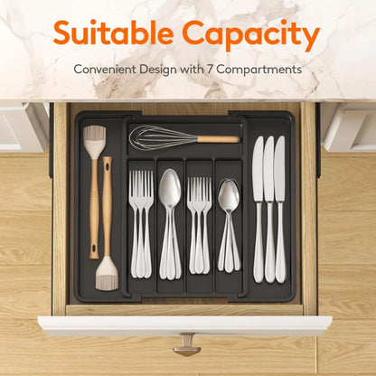 Expandable Silverware Drawer Organizer – Adjustable Kitchen Utensil Tray