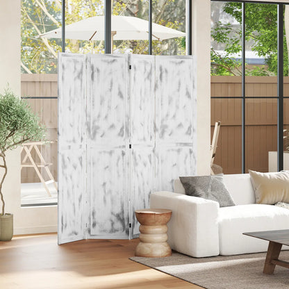Rustic White Wood Folding Room Divider Screen