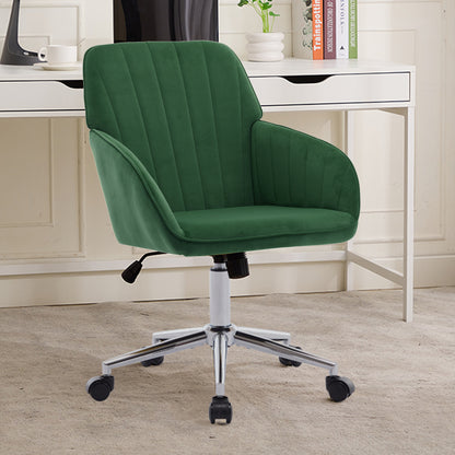 Velvet Swivel Office Chair, Green