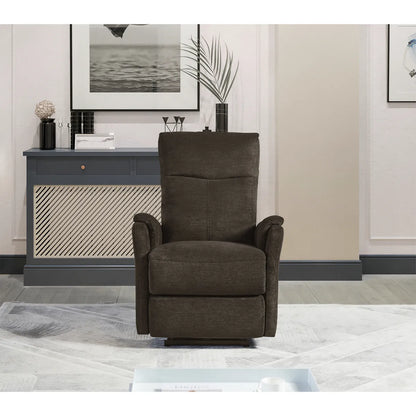 Chenille Power Recliner Chair with Side Pocket, Dark Brown