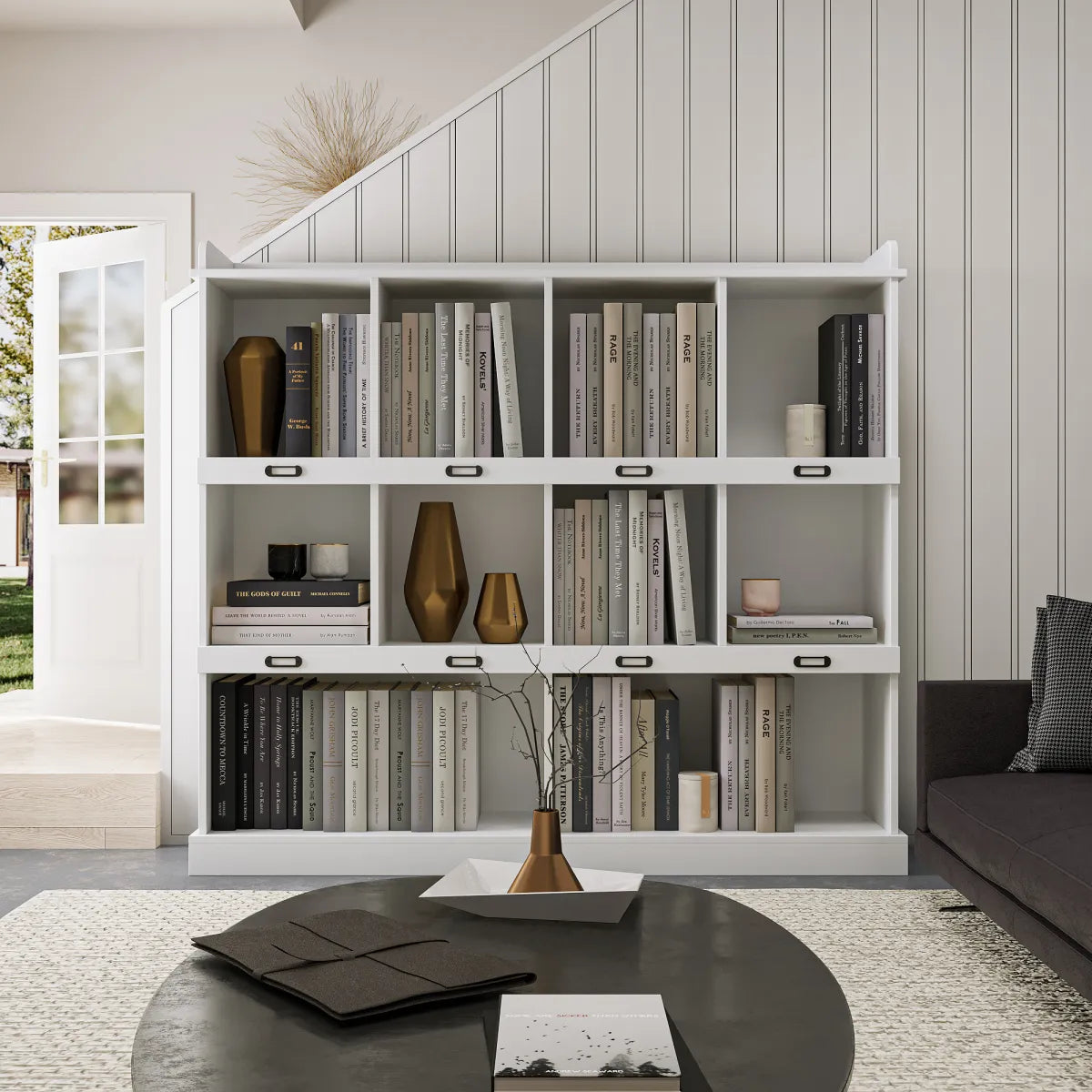 10-Shelf Bookcase, White