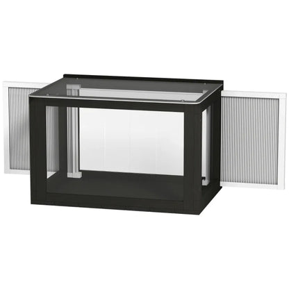 Window-Mounted Outdoor Cat Enclosure with Acrylic Viewing Dome, Black and White