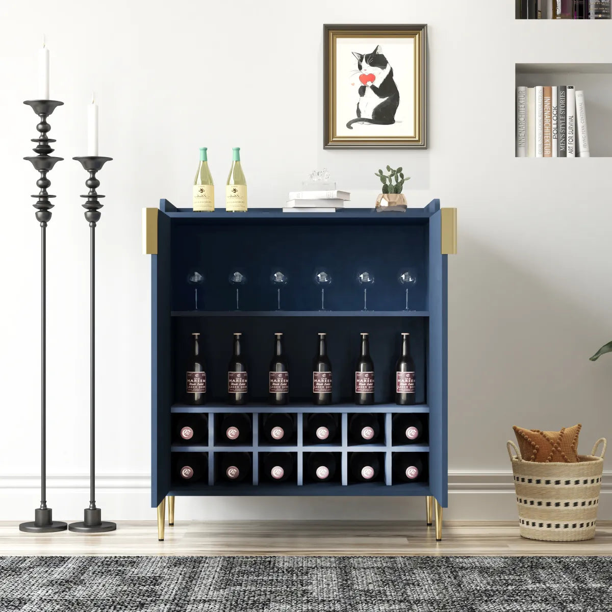2-Door Wine Bar Cabinet with Wine Rack & Adjustable Storage Shelf – view 6