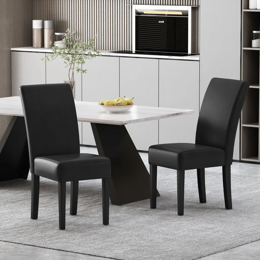 Modern PU Leather Dining Chairs, Set of 2, Black