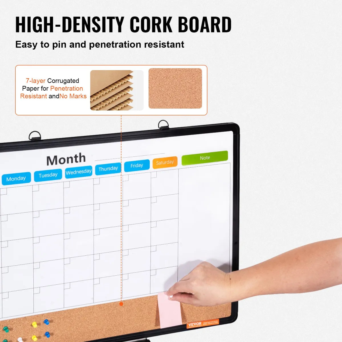 Double-Sided Cork Bulletin Board – Wall Vision Board with Push Pins