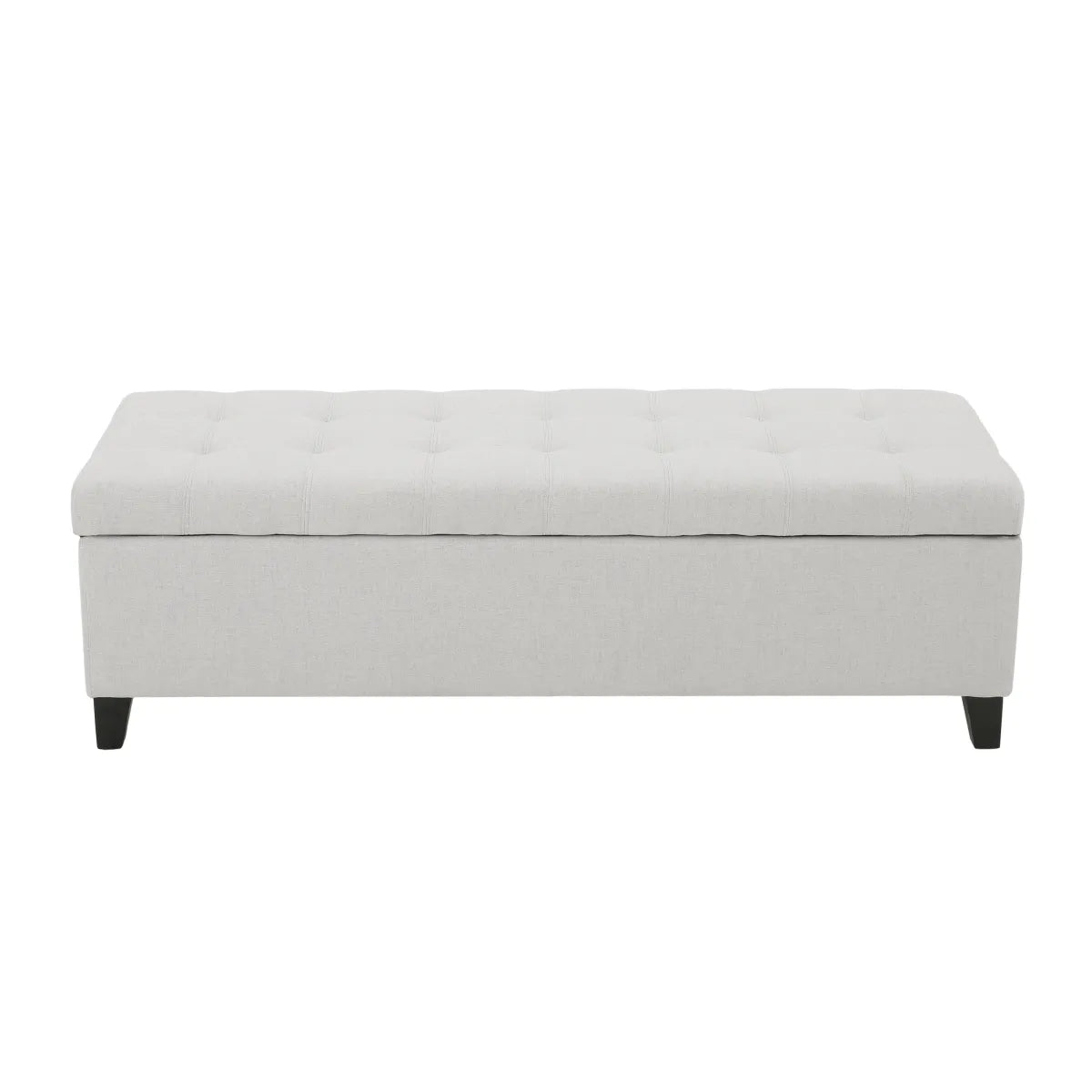 Upholstered Storage Ottoman Bench, Light Grey