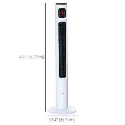 Oscillating Freestanding Tower Fan with Remote and 12-Hour Timer, White