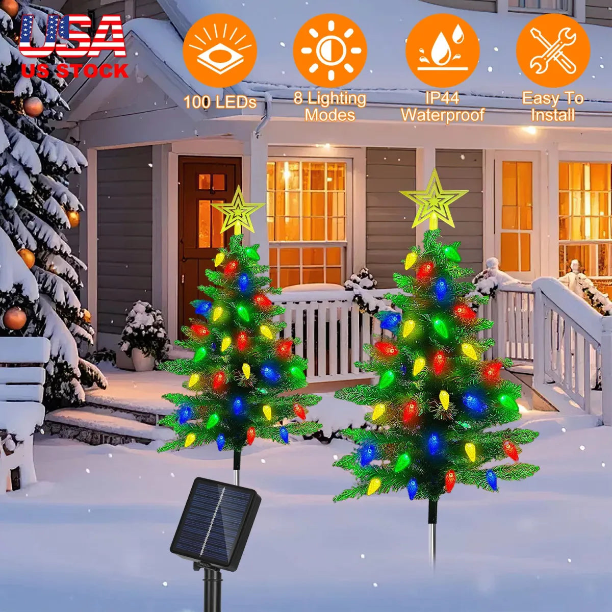 2 Pack Solar Christmas Trees, Outdoor Pathway Lights