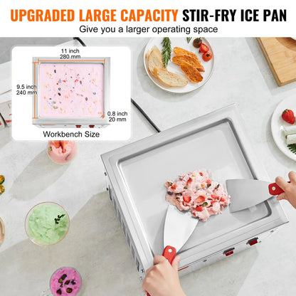 11" Rolled Ice Cream Machine – Stainless Steel Stir-Fry Ice Cream Pan
