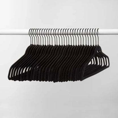 30-Pack Velvet Clothes Hangers – Black Flocked Non-Slip Suit Hangers