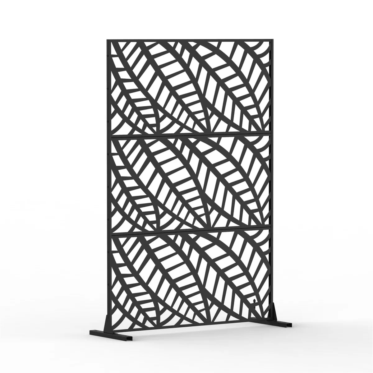 Leaf-Shaped Metal Privacy Screen, Black