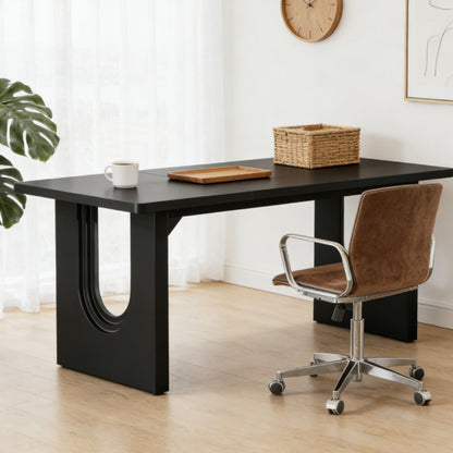 71 inch executive office desk with storage, black