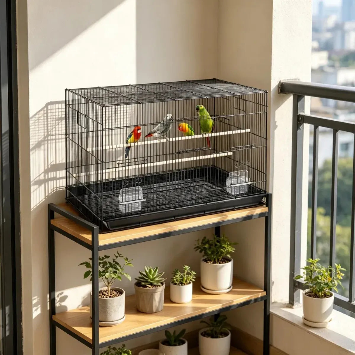Easy-Clean Metal Bird Cage – Parrot and Finch Home