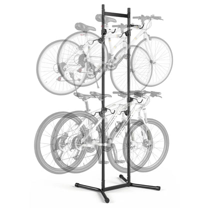 4-Bike Vertical Stand – Freestanding Space-Saving Bicycle Storage Rack