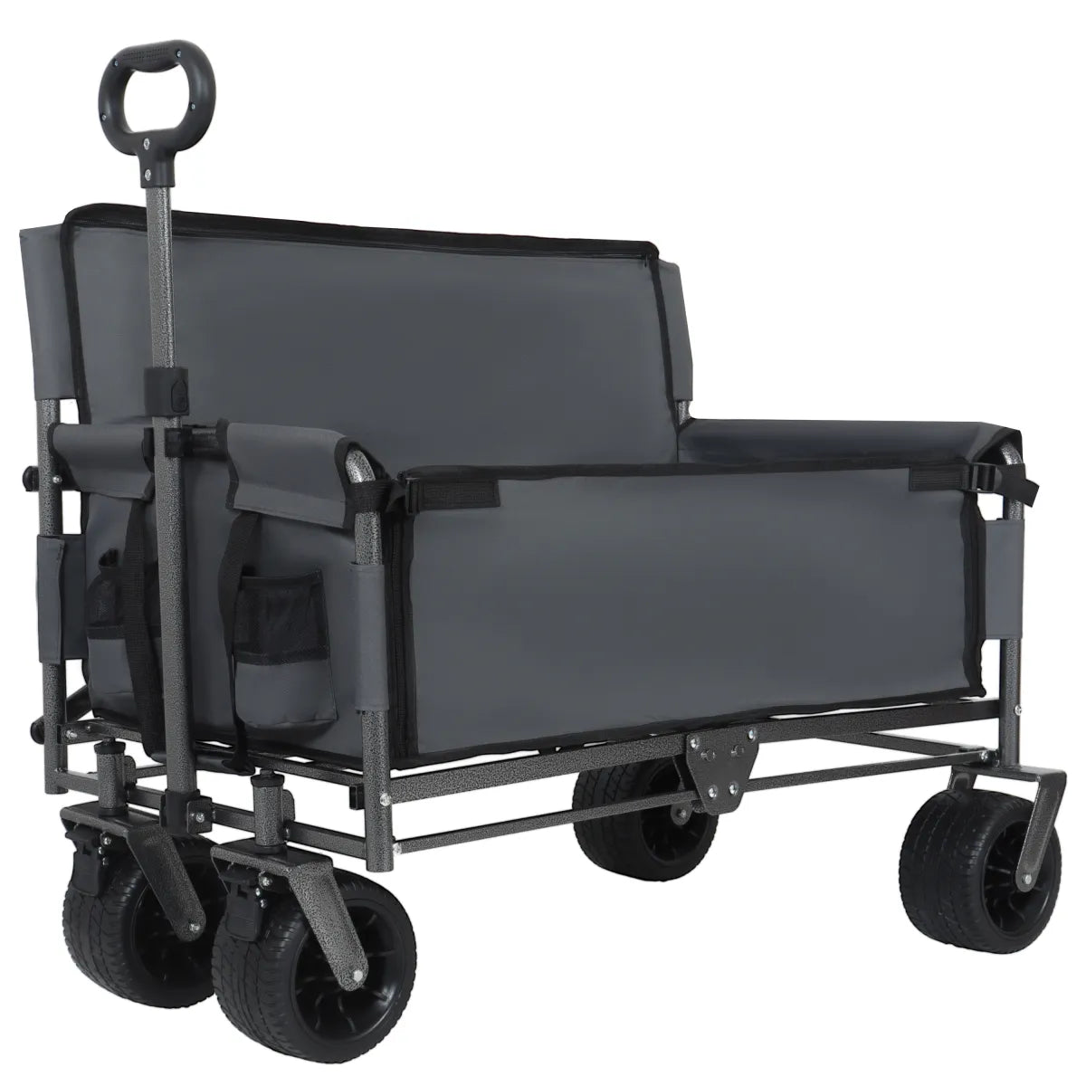 3-in-1 Convertible Folding Wagon Cart – Bench Seat & Storage, 500 lb Capacity