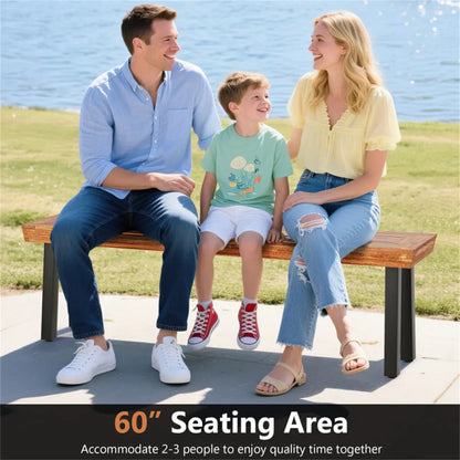 Acacia Wood Garden Bench with Adjustable Foot Pads for Outdoor Dining