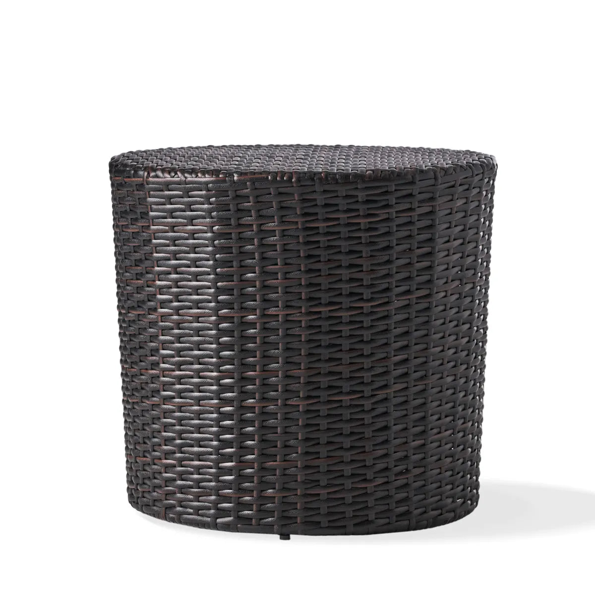 Barrel-Style Outdoor Wicker End Table, Round