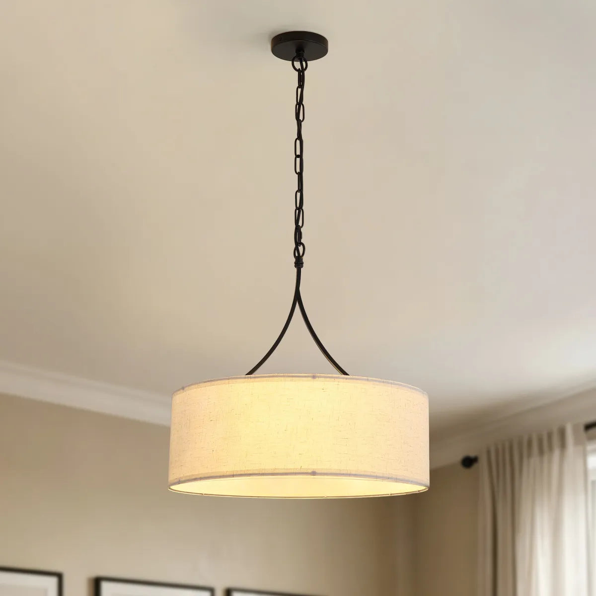 Modern 3-Light Fabric Pendant Light, Black – Adjustable Kitchen Island Lighting