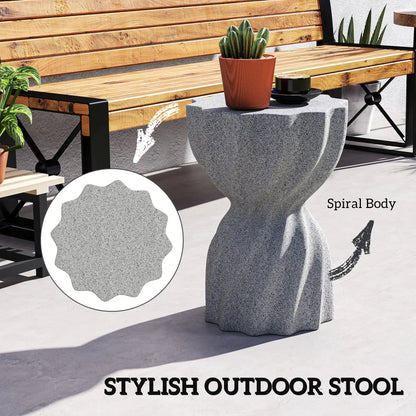 Spiral Flower-Top Garden Stool Side Table, Grey