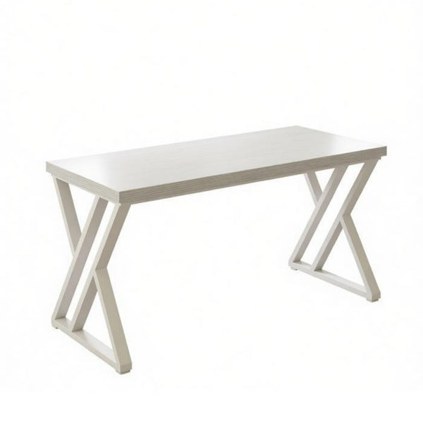 Industrial writing desk with Z-shaped legs, rustic wood and black