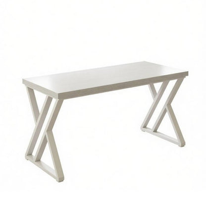 Industrial writing desk with Z-shaped legs, rustic wood and black