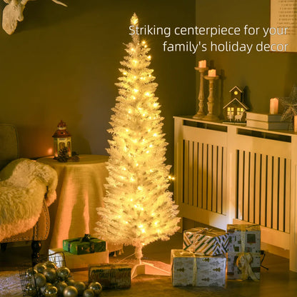 5' Pre-Lit Pencil Christmas Tree with LED Lights, White