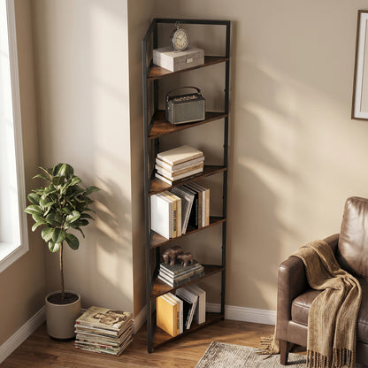 6-tier retro corner bookshelf