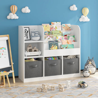 Kids Bookcase with Fabric Drawers