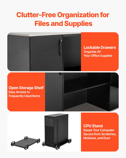 L-shaped executive desk with CPU stand