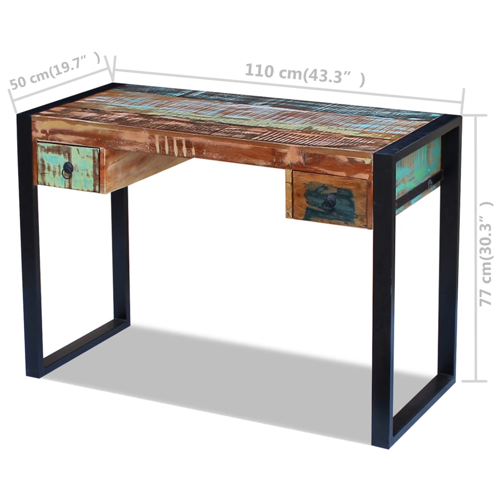 Reclaimed wood desk with steel frame