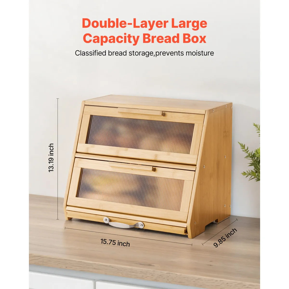 Double-Layer Bamboo Bread Box – Kitchen Counter Storage Container