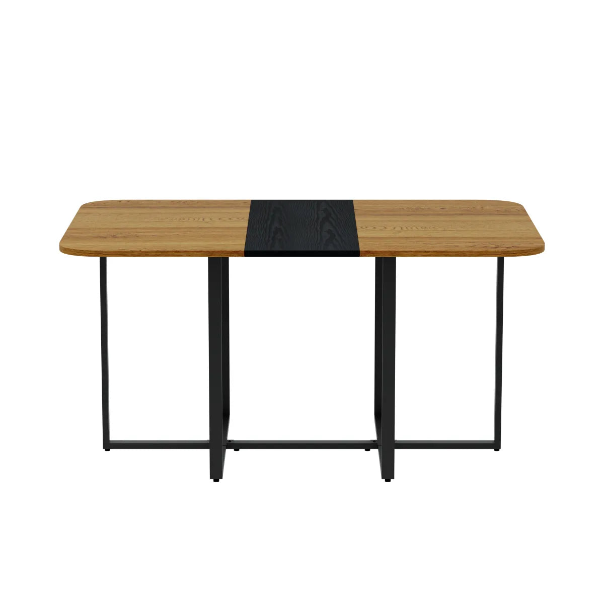 Modern Dual-Texture Dining Table with Marble & Wood-Pattern Top – view 4