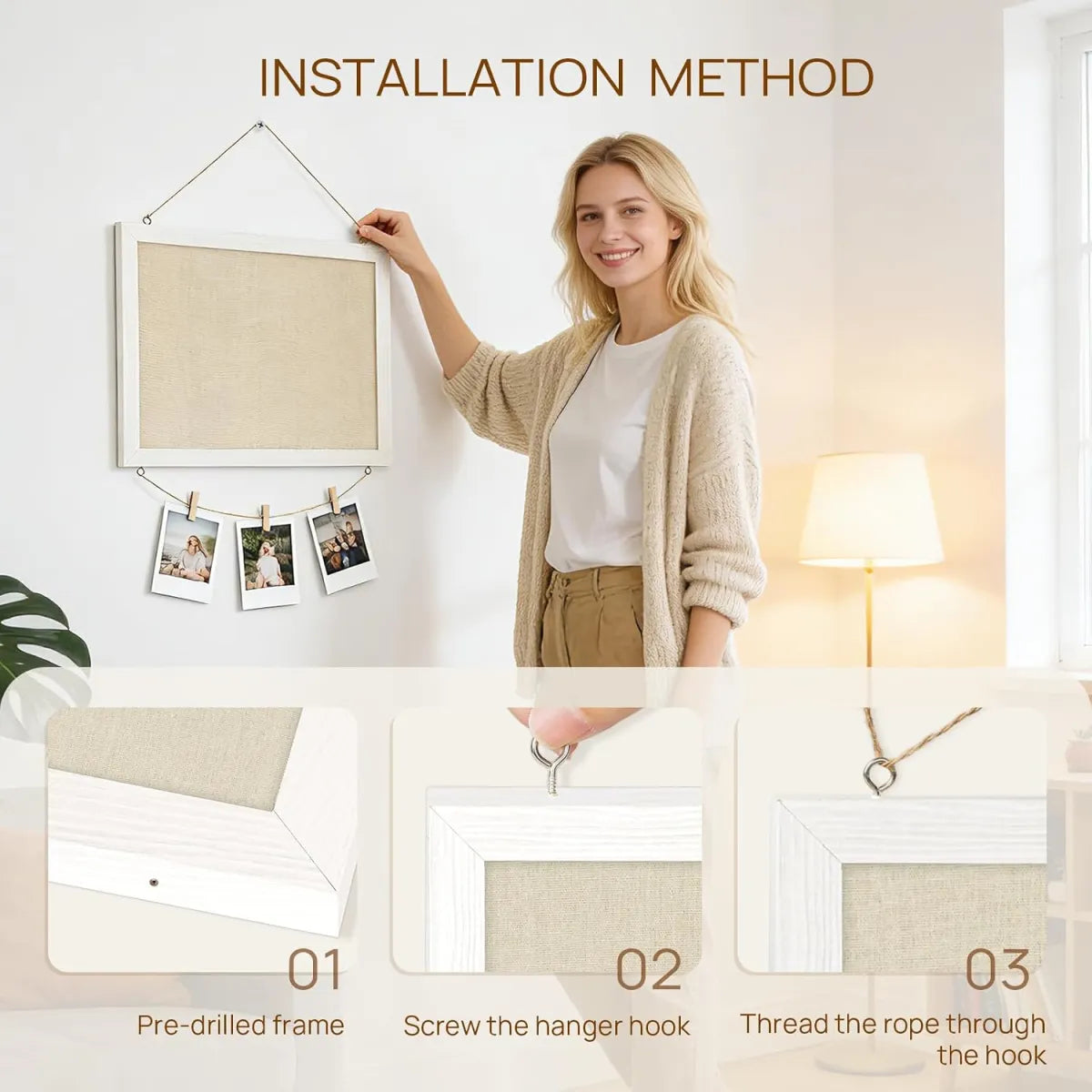 Double-Sided Linen Bulletin Board – Reversible Cork Memo Board