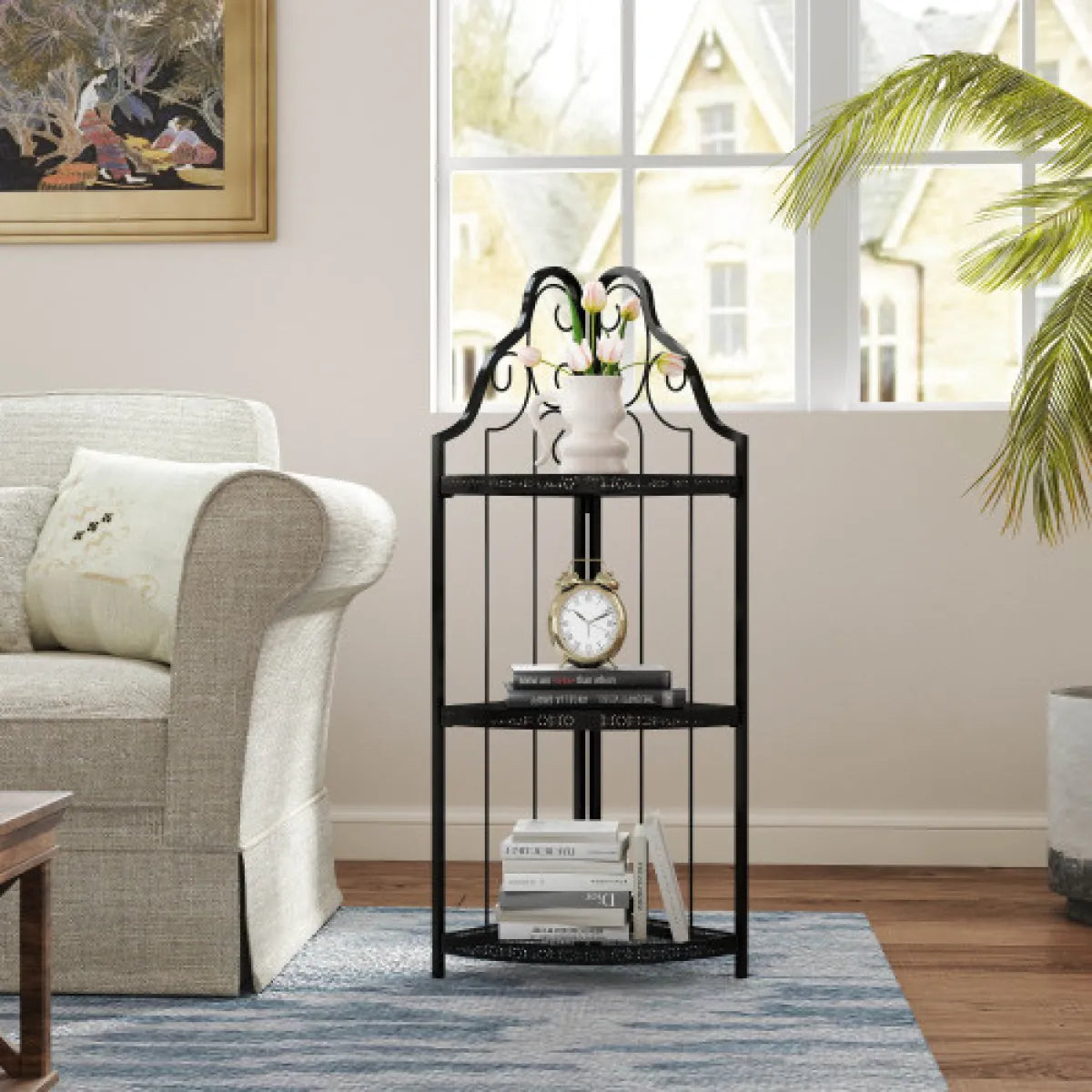 3-Tier Corner Open Shelf, Freestanding Shelving Unit – view 2