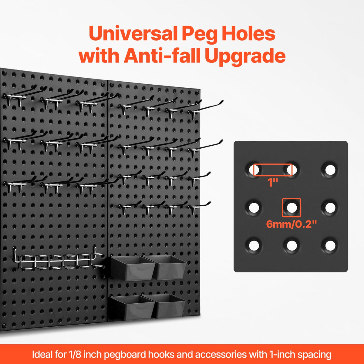 Heavy-duty metal pegboard panels set of 4, black
