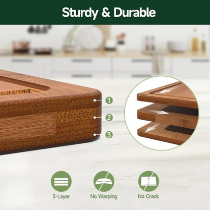 3-Piece Carbonized Bamboo Cutting Board Set – Kitchen Chopping Boards
