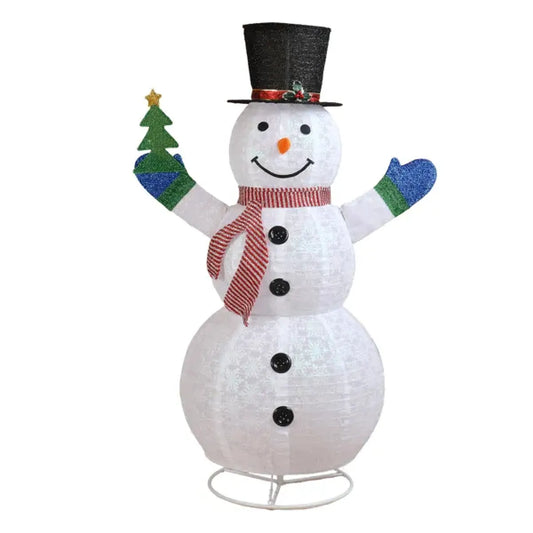 5.7 Ft Pre-Lit Snowman Holding Small Tree Christmas Yard Decoration