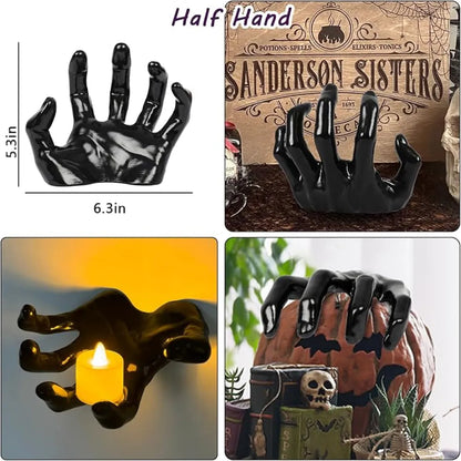 Set of 3 Creepy Hands with Candles, Halloween Wall Decor for Indoor Home and Haunted House