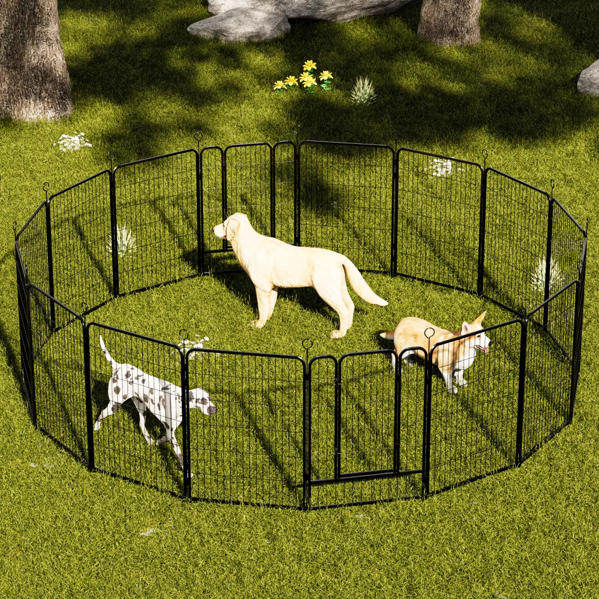 16-Panel Heavy Duty Dog Playpen, 40in, Black