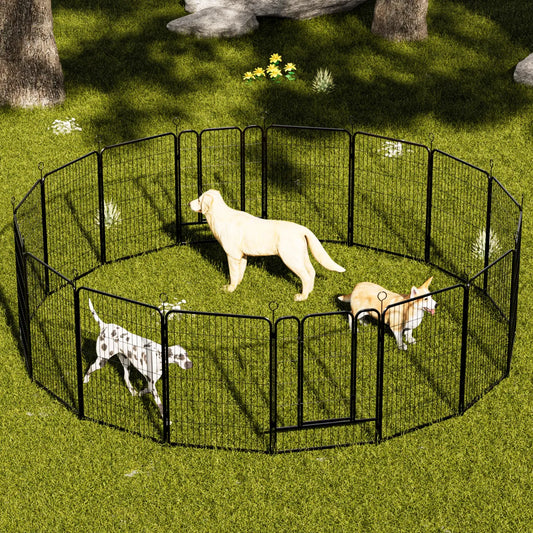 16-Panel Heavy Duty Dog Playpen, 40in, Black