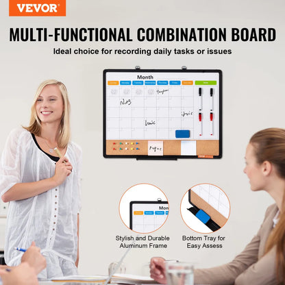 Double-Sided Cork Bulletin Board – Wall Vision Board with Push Pins