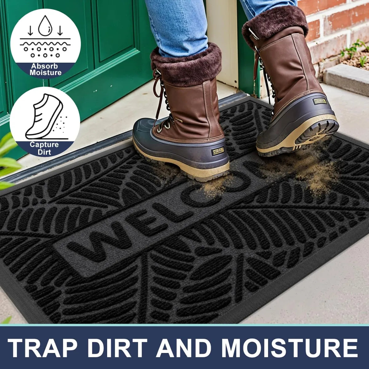 Welcome Front Door Mat – Indoor & Outdoor All-Season Entryway Doormat