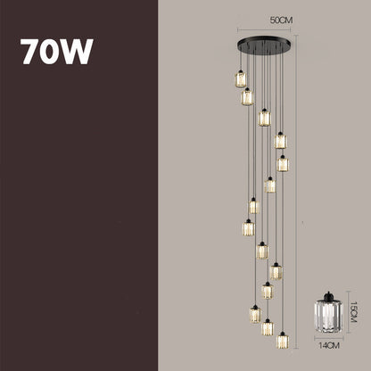 Disc-style glass chandelier, black