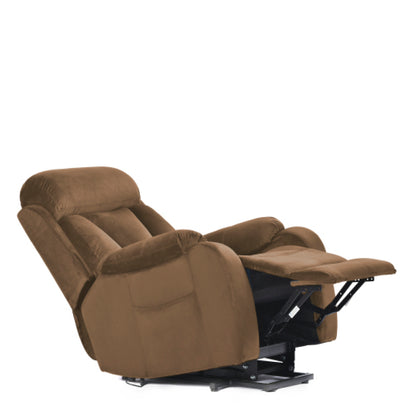 Power Lift Recliner Chair – Velvet Fabric with Wood & Steel Frame, Brown Living Room for Elderly – view 7