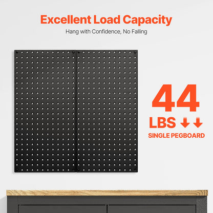 Heavy-duty metal pegboard panels set of 2, black