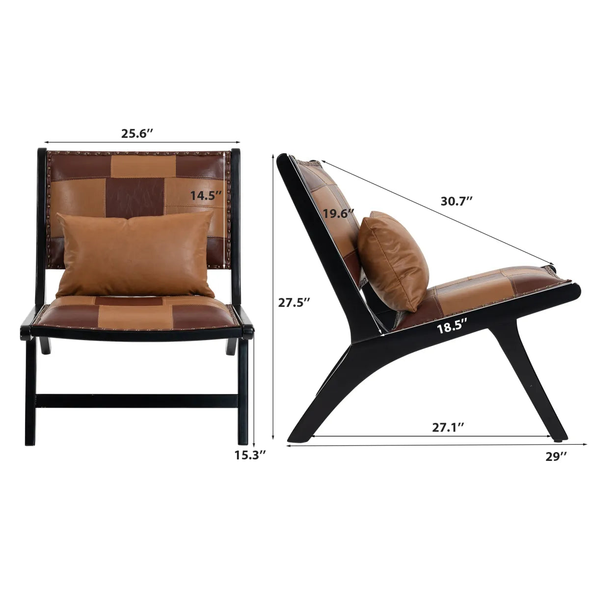 Modern Boho Accent Chair, Antique Brown
