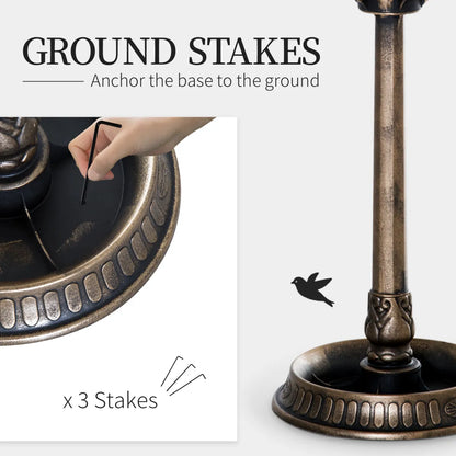 3-in-1 Garden Bird Bath Pedestal with Feeder, Bronze
